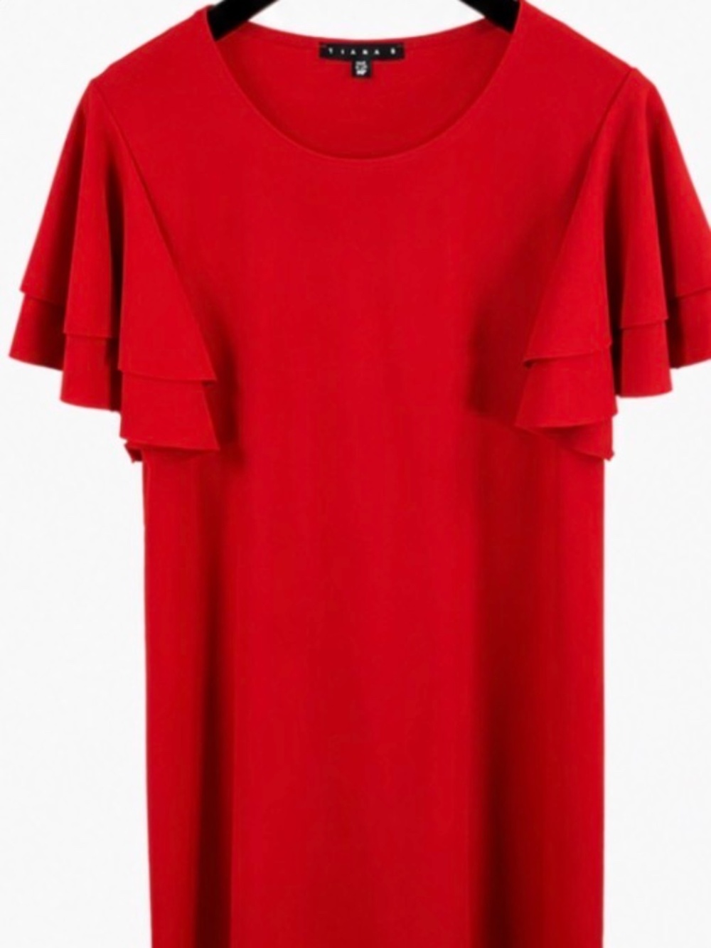 Tiana B. Red Flutter‎ Sleeve Shift Dress Size 10P Petite